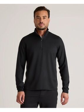 Quince Men’s Black Flowknit Performance Half-Zip Pullover Size Small Athleisure